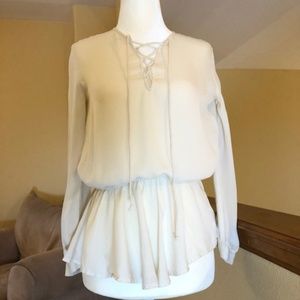 Silk Blouse Cream White Rebecca Minkoff XXS